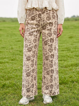 Vine & Love Floral Cropped High-Rise Stretch Jeans | VP83370