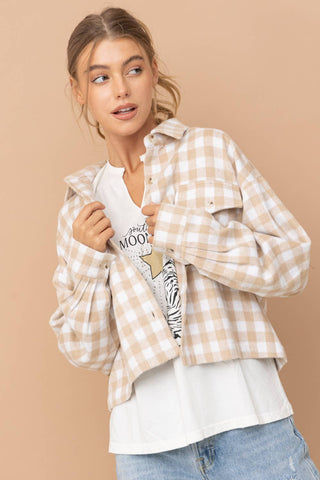 Blue B - 31857J - Yarn Dyed Brushed Crop Pocket Front Shirt Jacket