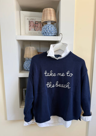 Chloe Weekend Sweater Navy | Soft Cotton Roll Neck Sweater