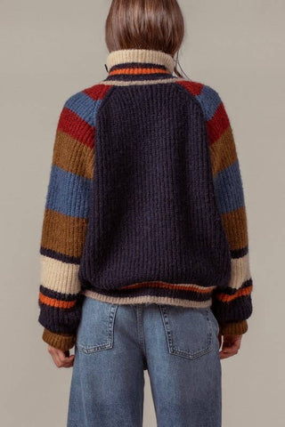 Urban Daizy - Chunky Rib-Knit Faux Fur Lined Cardigan