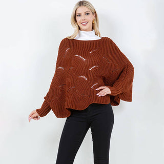 Designer House Cropped Openwork Batwing Sweater