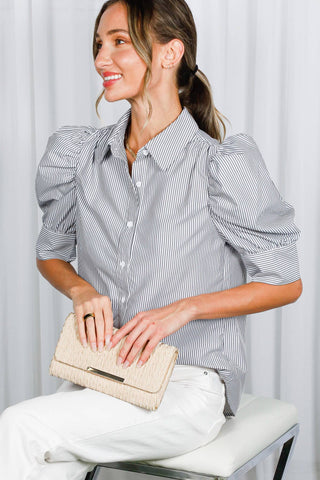 Striped Puff Sleeve Blouse