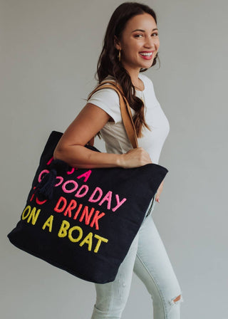 Panache Apparel Co. - Navy Drink On A Boat Tote