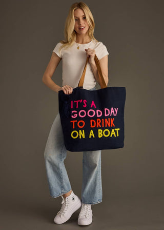 Panache Apparel Co. - Navy Drink On A Boat Tote