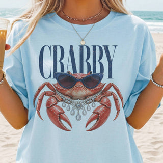 Preppy Crabby Sunglasses Graphic T-Shirt | Funny Coastal Beach Tee