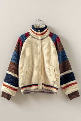 Urban Daizy - Chunky Rib-Knit Faux Fur Lined Cardigan