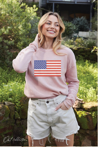 OAT COLLECTIVE - USA FLAG Mineral Graphic Sweatshirt