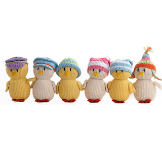 Melange Collection - Handmade Knit Chicks in Pastel Hats - Fair Trade Cotton Toy