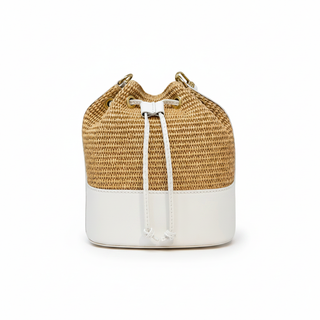 German Fuentes Handbags - GF2833 GENUINE ITALIAN LEATHER AND RAFFIA BUCKET BAG