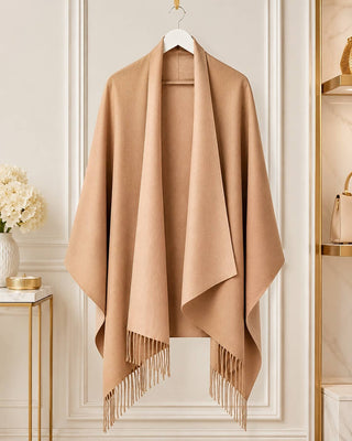Designer House Reversible Two-Tone Fringe Shawl