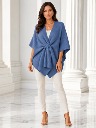Designer House Bubbled Knit Loop-Through Poncho