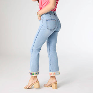 COCO + CARMEN - EverStretch Flare Crop with Crochet Floral Trim