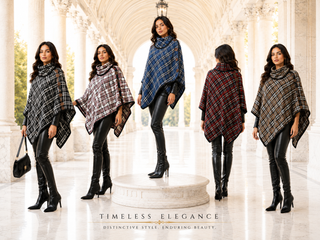 Designer House Plaid Button Front Cowl Neck Capelet