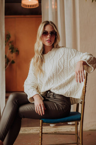 Panache Ivory Cable Knit Sweater