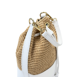 German Fuentes Handbags - GF2833 GENUINE ITALIAN LEATHER AND RAFFIA BUCKET BAG