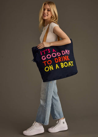 Panache Apparel Co. - Navy Drink On A Boat Tote