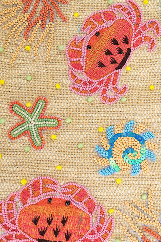 America Beyond Coral Reef Fish Beaded Shoulder Bag | Embellished Coastal Handbag & Beyond - Crab Shell Embelished Boat Tote