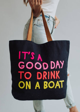 Panache Apparel Co. - Navy Drink On A Boat Tote