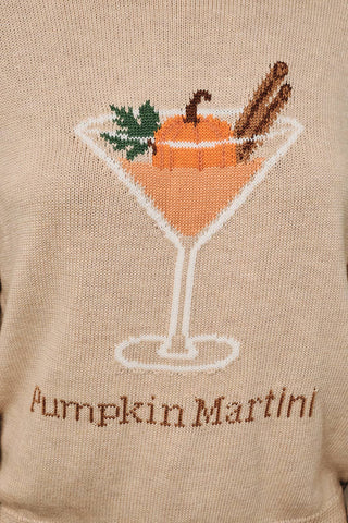 Pumpkin Martini Graphic Sweater in Taupe | Sunday Edition