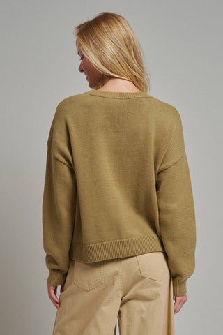 Urban Daizy - Graphic Oversized Drop-Shoulder Knit Sweater