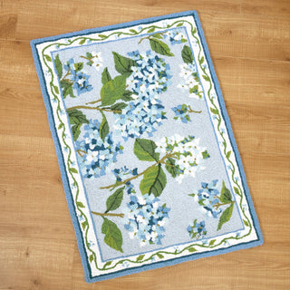 Peking Handicraft - Blue Hydrangea Hook Rug - Sally Eckman Roberts