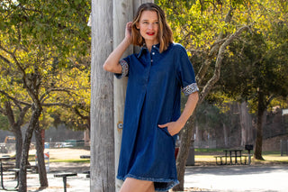 Dizzy Lizzie Chatham Dress in Lightweight Denim | Women's Boutique Denim Dress