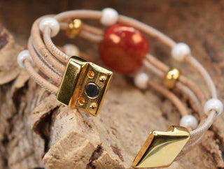 Red and White Beaded Bracelet