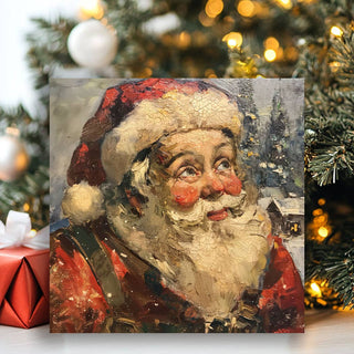 8x8 Rustic Nester - Santa Claus canvas art print, Christmas wall decor, Seasonal