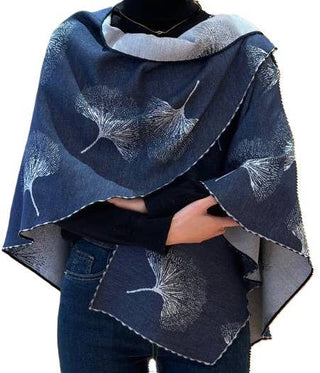 Winding River Navy & White Ginkgo Reversible Loop Wrap