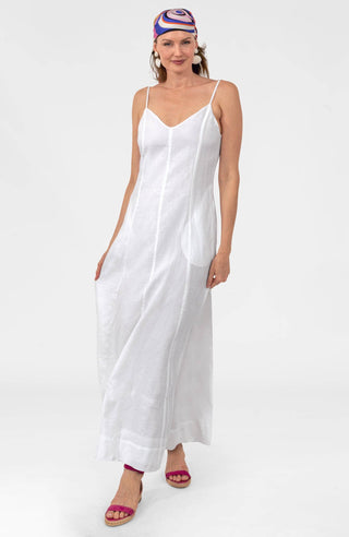 Gretchen Scott Fluid Drape Linen Maxi Dress | 100% Linen Summer Maxi Dress with Pockets