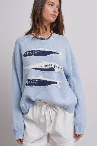 Urban Daizy - Graphic Oversized Drop-Shoulder Knit Sweater