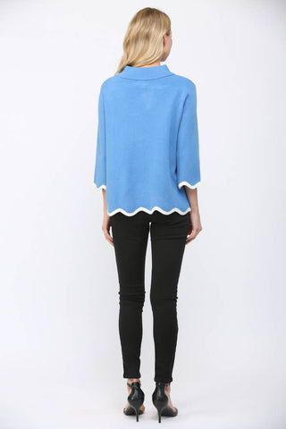 SCALLOP EDGE DETAILED MOCK NECK SWEATER TOP  FW10429