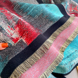 Winding River Teal & Red Reflections Reversible Wrap