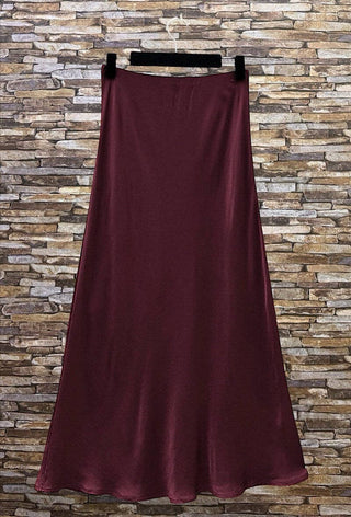 LOOWIE Plum Satin Midi Skirt – Made in Italy