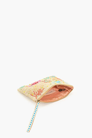 America &amp; Beyond Crabby Chic Wristlet Pouch | Coastal Crab &amp; Shell Zip Clutch