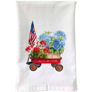 B McVan Designs - Patriotic Flowers in Wagon Flour Sack Towel