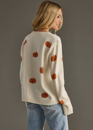 Cream Pumpkin Print Sweater | Panache