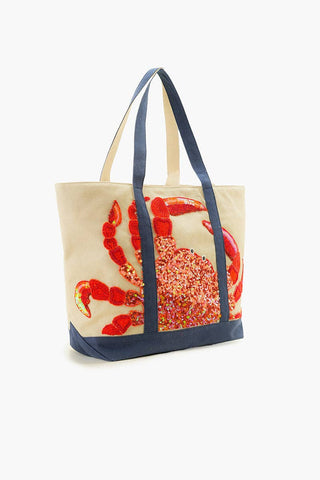 America & Beyond - Seaside Crab Hand-Beaded Nautical Boat Tote