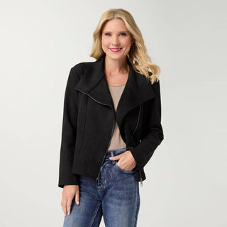 Coco + Carmen Alland Faux Suede Moto Jacket
