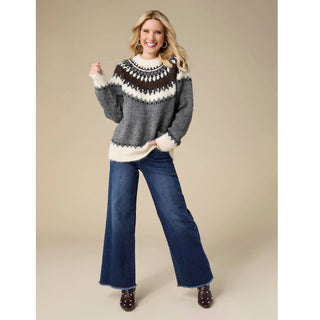 Coco + Carmen Perissa Fair Isle Mock Neck Sweater