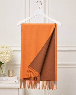 Designer House Reversible Two-Tone Fringe Shawl