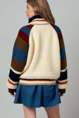 Urban Daizy - Chunky Rib-Knit Faux Fur Lined Cardigan