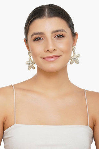 Beaded Handmade Pearl Starfish Earrings – Coastal Statement Earrings