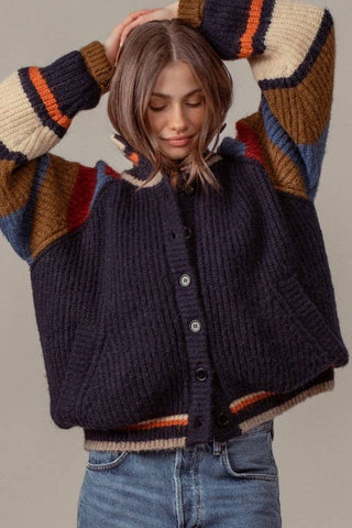 Urban Daizy - Chunky Rib-Knit Faux Fur Lined Cardigan