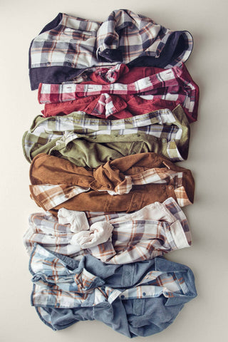 Urban Daizy - Plaid Lined Corduroy Flannel Shacket