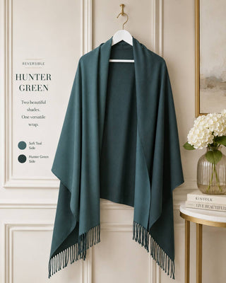 Designer House Reversible Two-Tone Fringe Shawl