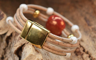 Red and White Beaded Bracelet
