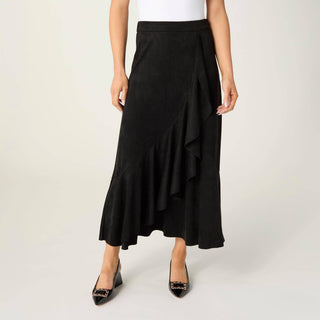 Coco + Carmen Canyon Faux Suede Ruffle Midi Skirt