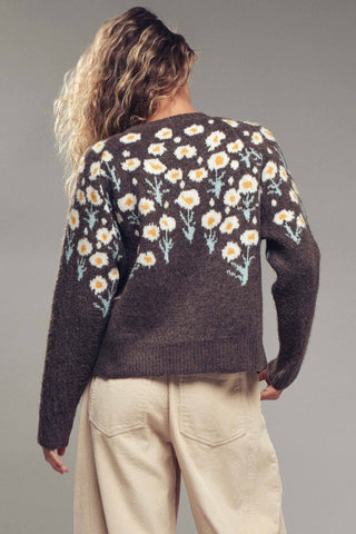 Urban Daizy - Daisy Embossed 3D Floral Knit Sweater