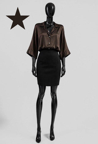 LOOWIE Dark Brown Satin Finish Italian Shirt